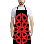 Red Celtic Knot Print Bib Apron With Pocket