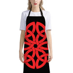 Red Celtic Knot Print Bib Apron With Pocket