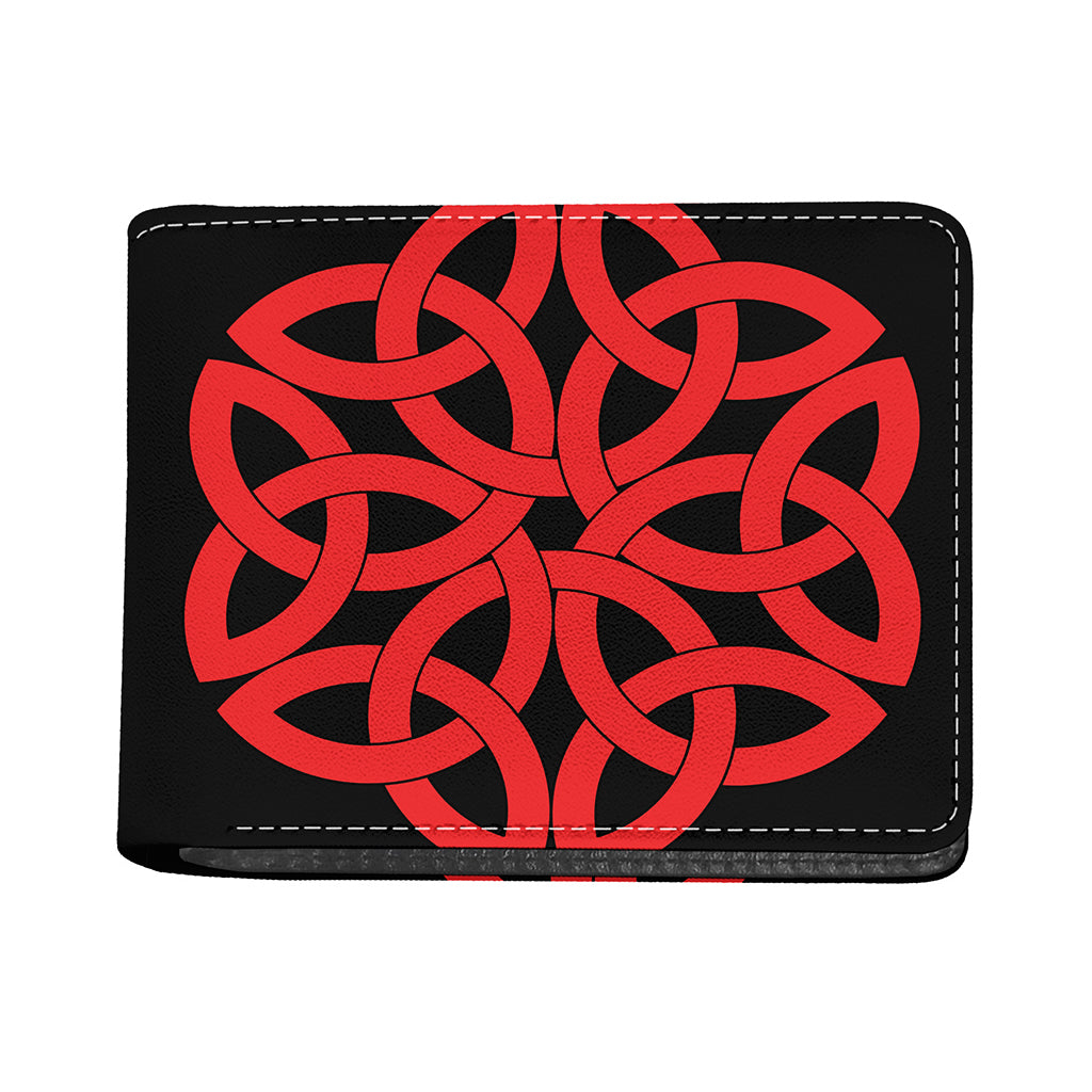Red Celtic Knot Print Bifold Wallet