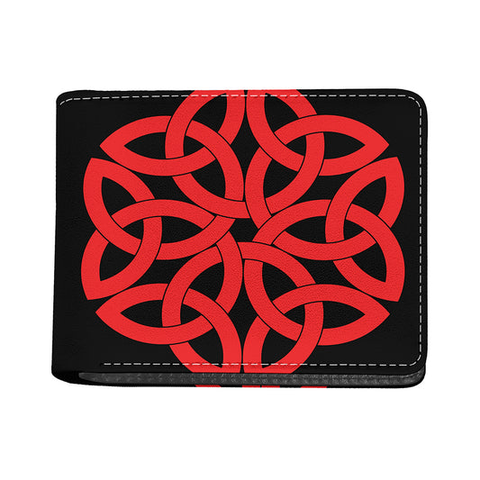 Red Celtic Knot Print Bifold Wallet