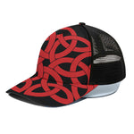 Red Celtic Knot Print Black Mesh Trucker Cap