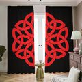 Red Celtic Knot Print Dimout Pencil Pleat Curtains