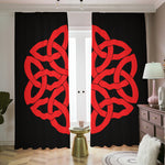 Red Celtic Knot Print Blackout Pencil Pleat Curtains