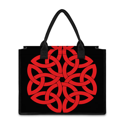 Red Celtic Knot Print Canvas Tote Bag