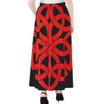 Red Celtic Knot Print Chiffon Maxi Skirt