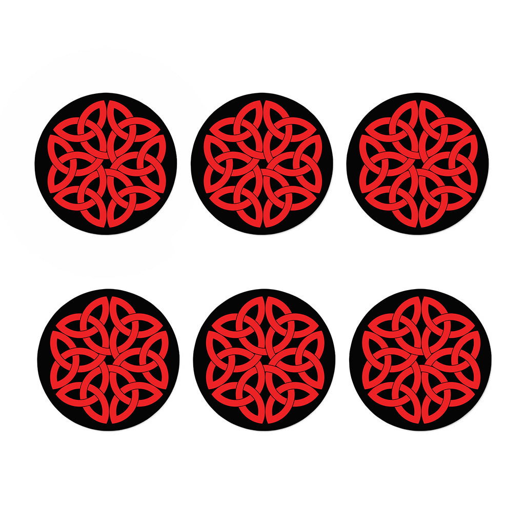 Red Celtic Knot Print Coaster Set