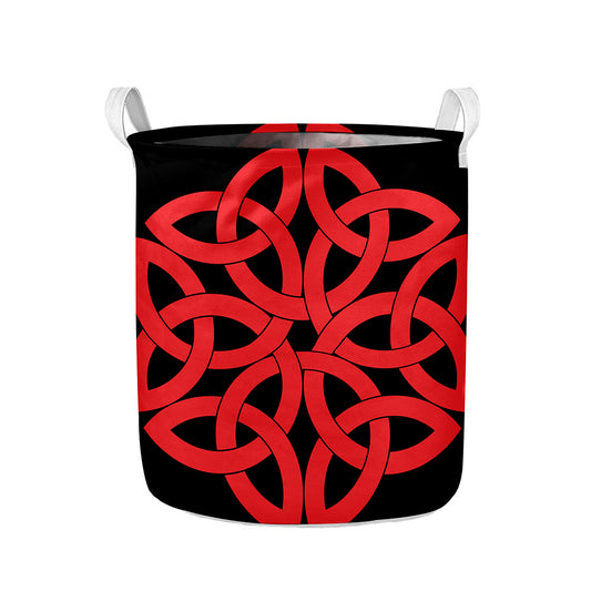 Red Celtic Knot Print Collapsible Laundry Basket