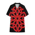 Red Celtic Knot Print Cotton Hawaiian Shirt