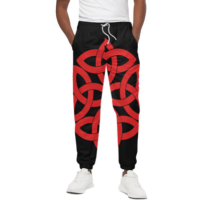 Red Celtic Knot Print Cotton Pants