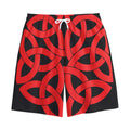 Red Celtic Knot Print Cotton Shorts