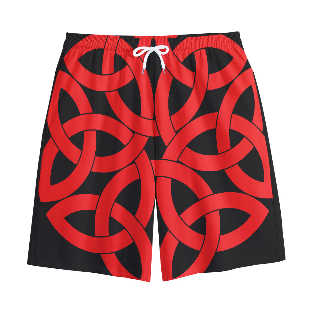 Red Celtic Knot Print Cotton Shorts