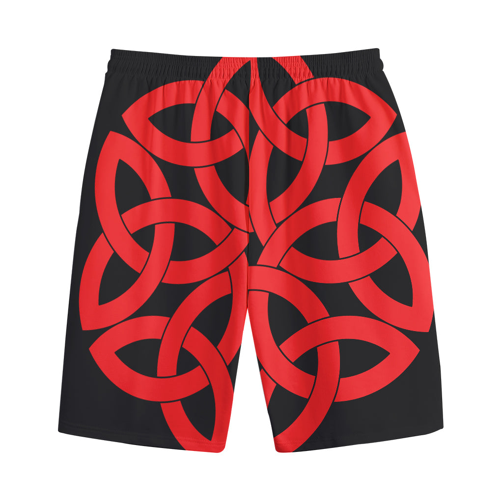 Red Celtic Knot Print Cotton Shorts