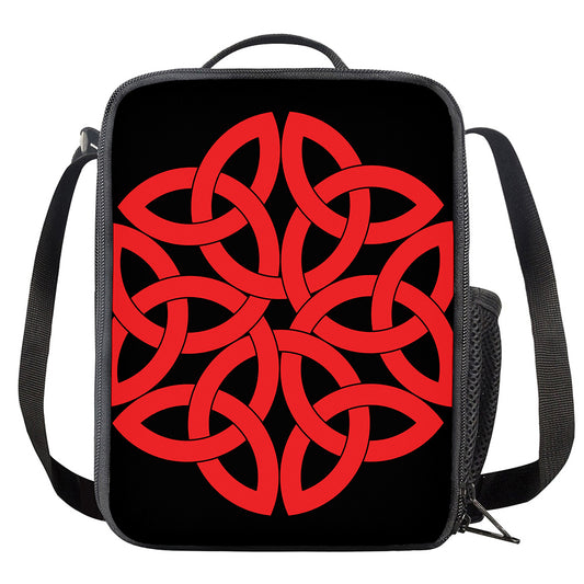 Red Celtic Knot Print Crossbody Lunch Bag