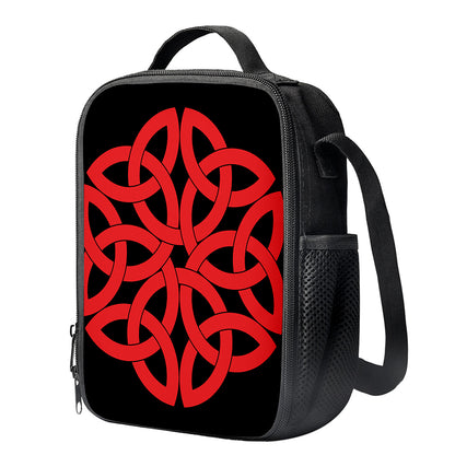 Red Celtic Knot Print Crossbody Lunch Bag