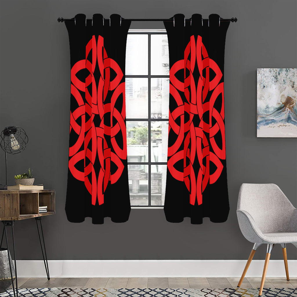 Red Celtic Knot Print Curtain