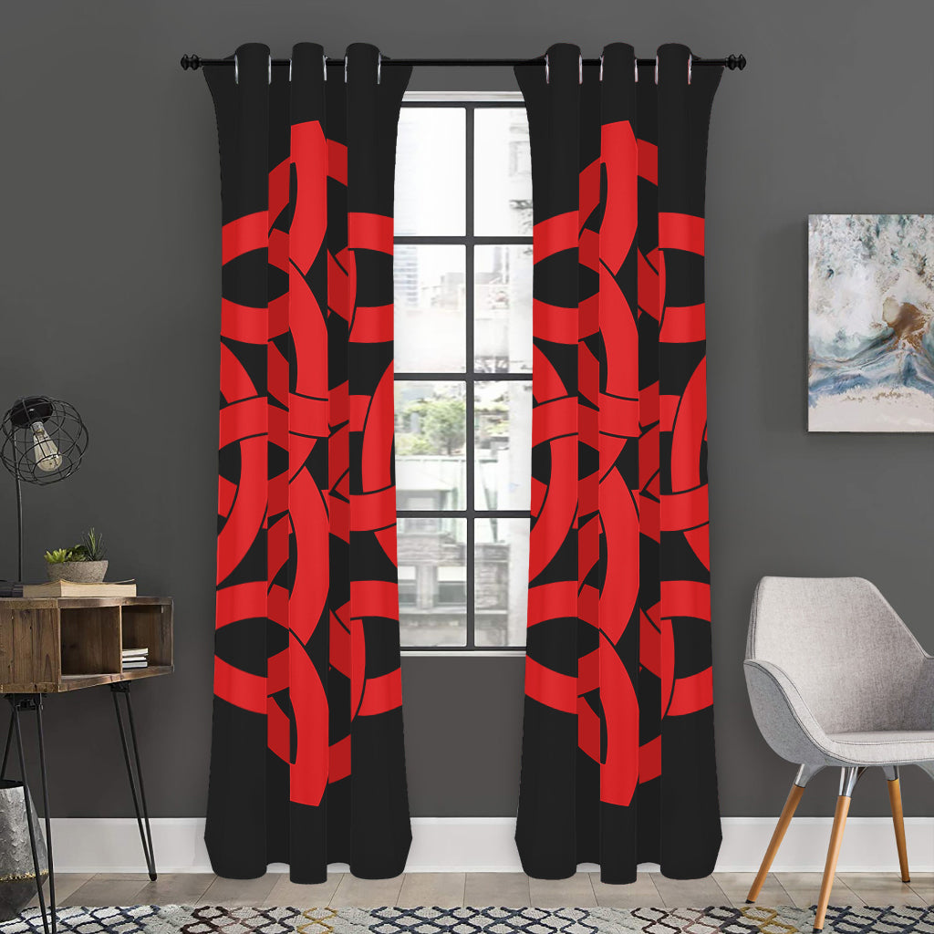 Red Celtic Knot Print Curtain