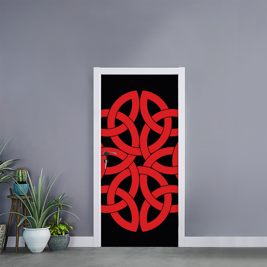 Red Celtic Knot Print Door Sticker