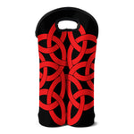 Red Celtic Knot Print Double Neoprene Wine Tote