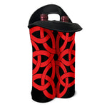 Red Celtic Knot Print Double Neoprene Wine Tote