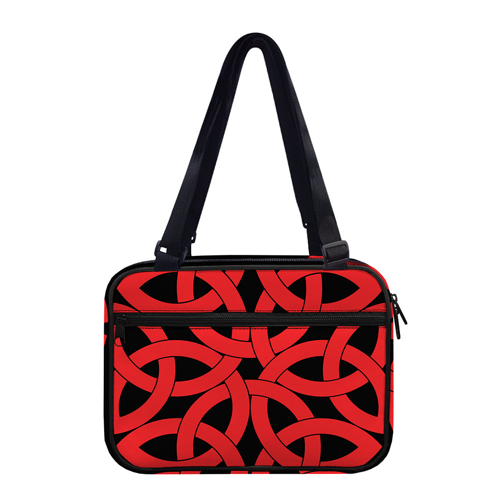 Red Celtic Knot Print Double Strap Bible Bag