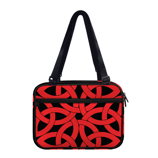 Red Celtic Knot Print Double Strap Bible Bag
