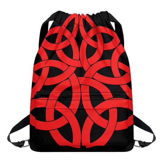 Red Celtic Knot Print Drawstring Backpack