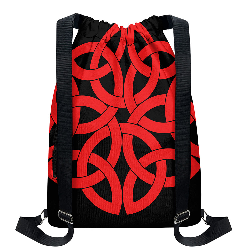 Red Celtic Knot Print Drawstring Backpack