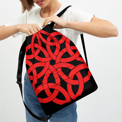 Red Celtic Knot Print Drawstring Backpack