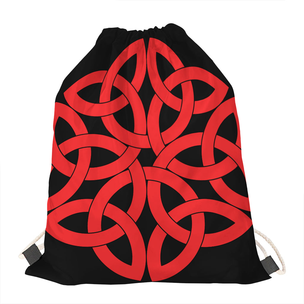 Red Celtic Knot Print Drawstring Bag