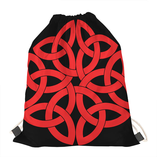 Red Celtic Knot Print Drawstring Bag