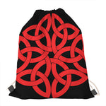 Red Celtic Knot Print Drawstring Bag