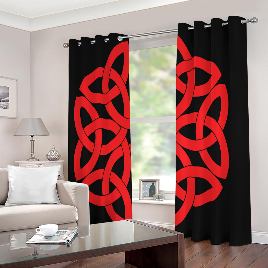 Red Celtic Knot Print Extra Wide Grommet Curtains