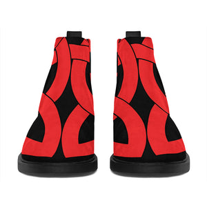 Red Celtic Knot Print Flat Ankle Boots