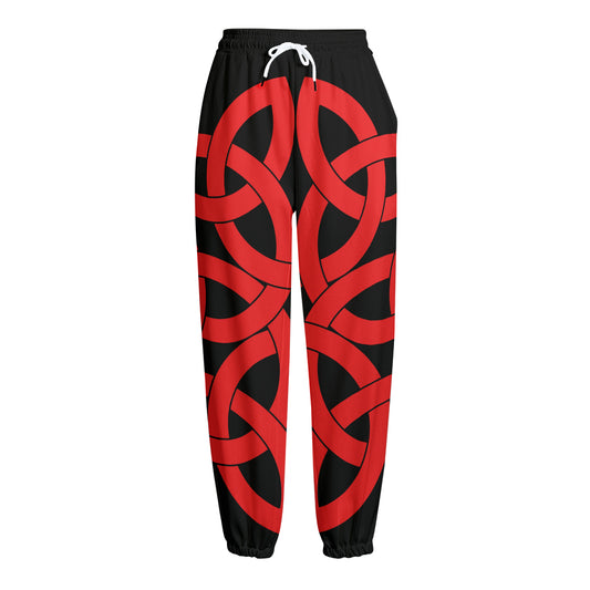 Red Celtic Knot Print Fleece Lined Knit Pants