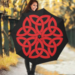 Red Celtic Knot Print Foldable Umbrella