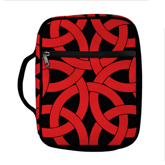 Red Celtic Knot Print Front Pocket Bible Bag