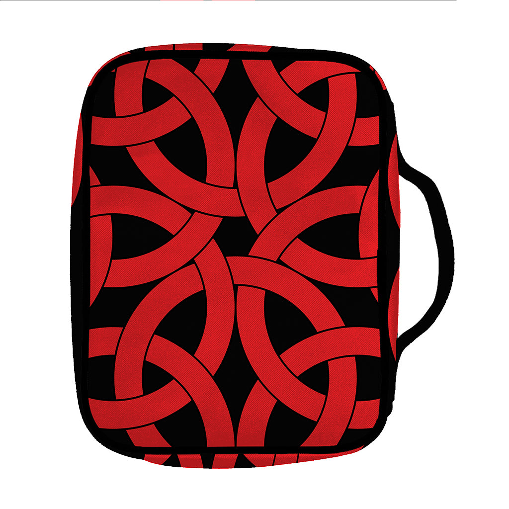Red Celtic Knot Print Front Pocket Bible Bag