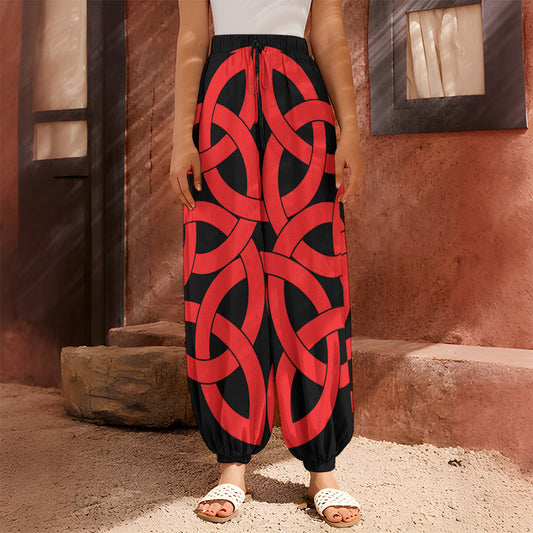 Red Celtic Knot Print Harem Pants