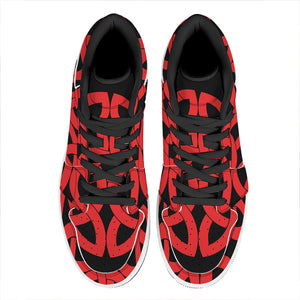 Red Celtic Knot Print High Top Leather Sneakers