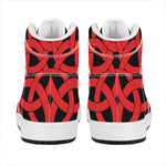 Red Celtic Knot Print High Top Leather Sneakers