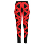 Red Celtic Knot Print High-Waisted Pocket Leggings