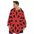Red Celtic Knot Print Hoodie Blanket