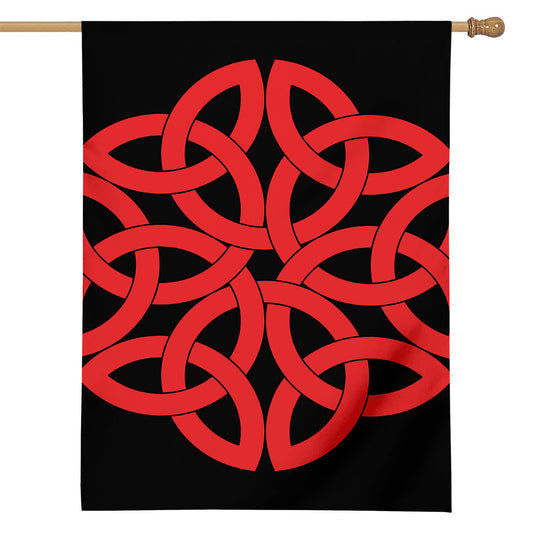 Red Celtic Knot Print House Flag