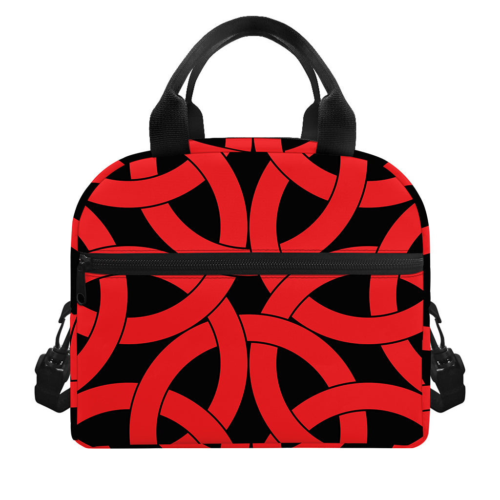 Red Celtic Knot Print Insulated Lunch Bag