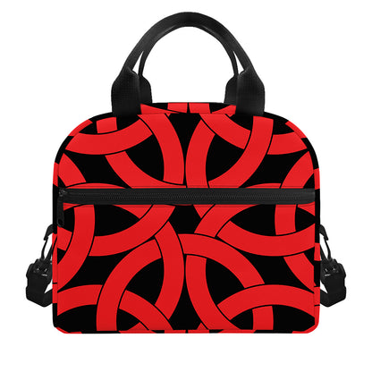 Red Celtic Knot Print Insulated Lunch Bag