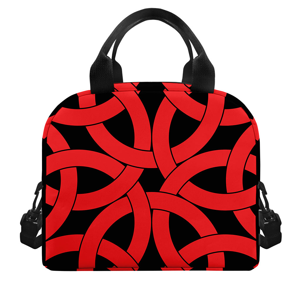 Red Celtic Knot Print Insulated Lunch Bag