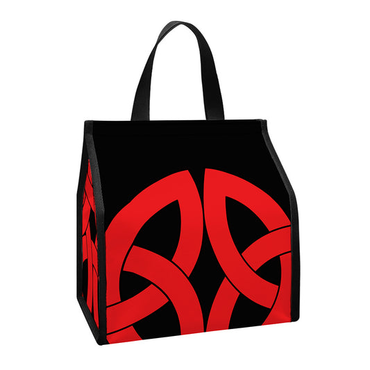 Red Celtic Knot Print Insulated Lunch Tote