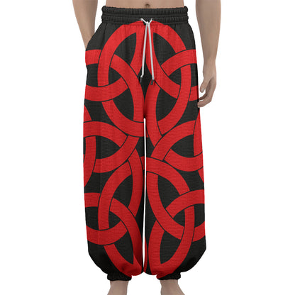 Red Celtic Knot Print Lantern Pants