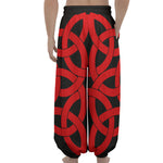 Red Celtic Knot Print Lantern Pants