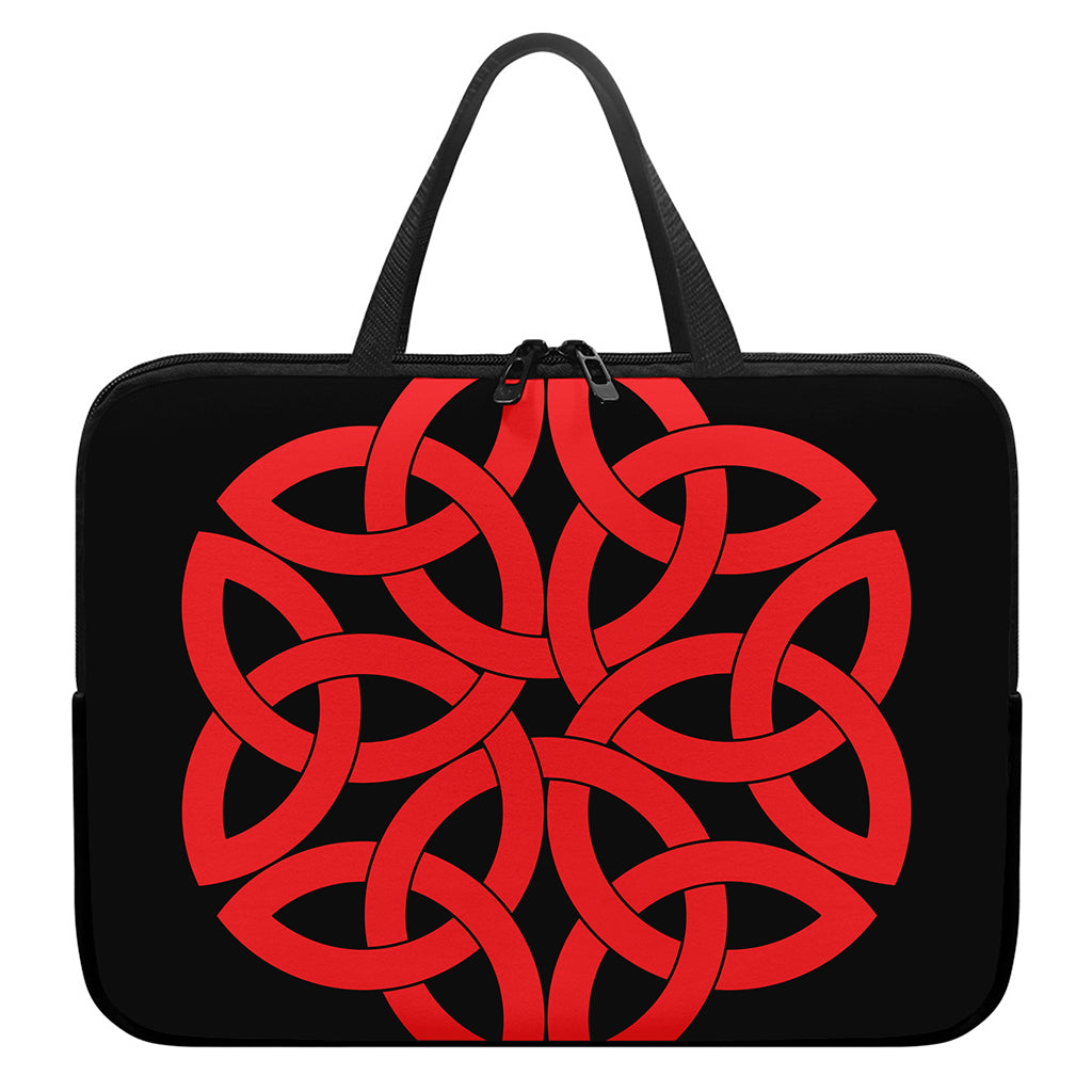 Red Celtic Knot Print Laptop Sleeve With Handle